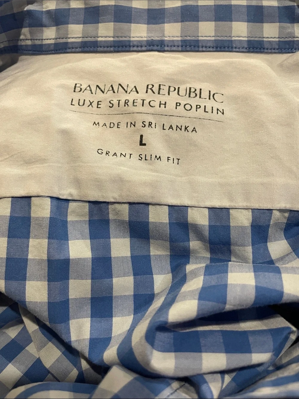 Banana Republic Blue & White Gingham Short-Sleeve Button-Down Shirt